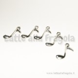 Charm double-face nota musicale in metallo argento antico 24x7mm