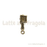Charm pettine in metallo color bronzo 22x8mm