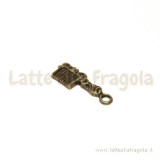 Charm pettine in metallo color bronzo 22x8mm