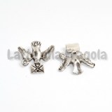 Charms uccellino con lettera in metallo color argento antico