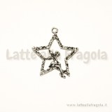 Charm Fatina su stella in metallo zincato argento antico 28x25mm