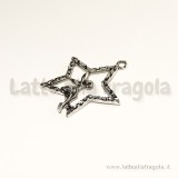 Charm Fatina su stella in metallo zincato argento antico 28x25mm