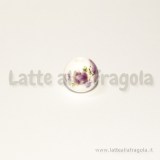 Perla in ceramica bianca con fiore 12mm