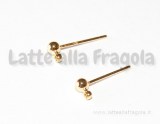 Coppia di orecchini a perno con pallina da 2.5mm Gold Plated