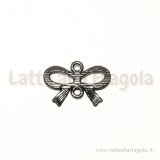Connettore fiocco in metallo smaltato nero 22x13mm