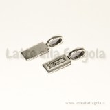 Portapendente da incollare in metallo argento antico 21x7mm