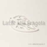 Foglia filigrana in legno colorato bianco 44x29mm