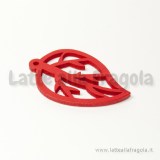 Foglia filigrana in legno colorato rosso 44x29mm