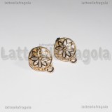 Orecchini a perno Cerchio con Fiore Filigranato in metallo gold plated 16x13mm