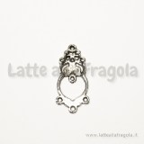 Connettore 4 asole orecchini in metallo argento antico 25x12mm