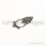 Connettore 4 asole orecchini in metallo argento antico 25x12mm