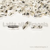 20 connettori Silver Plated 8x3mm adatti per catena a pallini 2-2,4mm