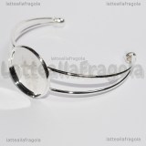 Bracciale rigido in rame silver plated con base tonda 25mm