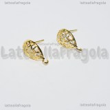 Orecchini a perno Goccia Filigranata in rame gold plated 15x13mm