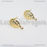 Orecchini a perno Goccia Filigranata in rame gold plated 15x13mm