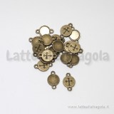 Connettore base tonda per cabochon 8mm color bronzo antico