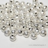 5 Perle in rame Silver Plated effetto puntinato 8mm