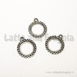 Base tonda per cammei o cabochon da 18mm Argento anticato