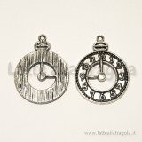 Ciondolo Orologio in metallo argento antico 32x24mm