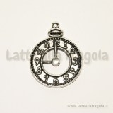 Ciondolo orologio in metallo argento antico 32x24mm