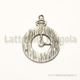 Ciondolo orologio in metallo argento antico 32x24mm