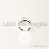 Base anello regolabile in rame Silver Plated con base tonda 16mm