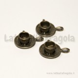 Ciondolo 3D tazzina e piattino in metallo bronzo antico 26x18mm