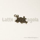 Charm bianconiglio double-face in metallo color bronzo 19x14mm