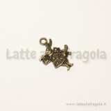 Charm bianconiglio double-face in metallo color bronzo 19x14mm