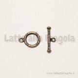 Chiusura composta a T in metallo color rame 16mm