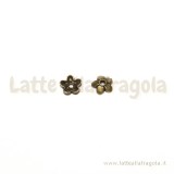 15 Coppette copriperla a fiore color bronzo 6.5x6.5mm