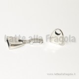 Set chiusura in metallo argento antico foro rettangolare 28x13mm