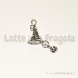 Charm cappello Halloween in metallo argento antico 18x14mm