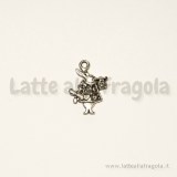 Charm bianconiglio double-face in metallo argento antico 20x15mm