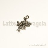 Charm bianconiglio double-face in metallo argento antico 20x15mm