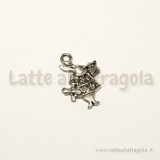 Charm bianconiglio double-face in metallo argento antico 20x15mm