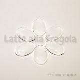 Cabochon in vetro trasparente ovale effetto lente 14x10mm