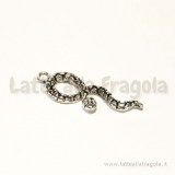 Charm Serpente 3D in metallo argento antico 35x11mm