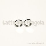 Coppia di basi per orecchini a perno in rame silver plated con base per cammei da 8mm