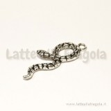 Charm 3D serpente in metallo zincato argento antico 34x6mm