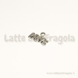 Charm in metallo argento antico scritta