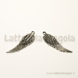 Charm Ala in metallo zincato argento antico 30x10mm