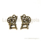 Charm 3D filatoio vintage in metallo color bronzo 18x12mm