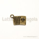 Charm carte da gioco scala reale in metallo zincato bronzo antico 15x10mm