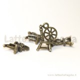 Charm 3D filatoio vintage in metallo color bronzo 18x12mm