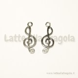 Ciondolo in metallo zincato argento antico Chiave di Violino 25x10mm