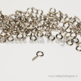 30 Ganci a vite con occhiello 8x4mm in metallo toni argentati