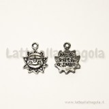 Charm Sole made with a smile in metallo argento antico 16x12mm