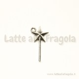 Charm bacchetta magica in metallo argento antico 25x13mm