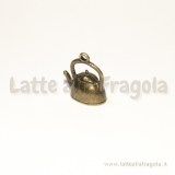 Charm 3D teiera in metallo color bronzo 19x16mm